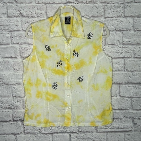 Warner Brothers Tweety Bird Custom Tie-Dye Button Down Top - Picture 4 of 10
